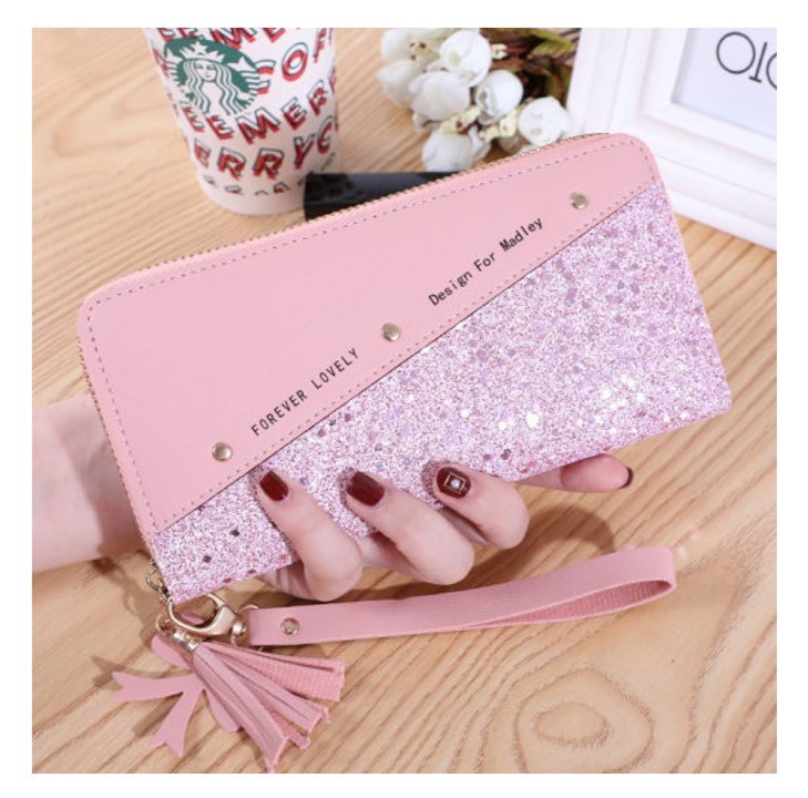 1Pcs Women Long Zipper Coin Purses Leather Wallet Tassel Card Holder Clutch Handbag