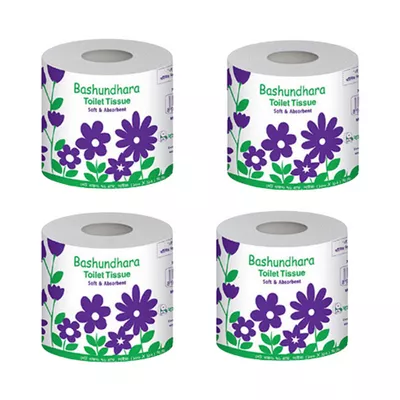 ৪ পিস-বসুন্ধরা টয়লেট টিস্যু / 4 pcs-Bashundhara Toilet Tissue